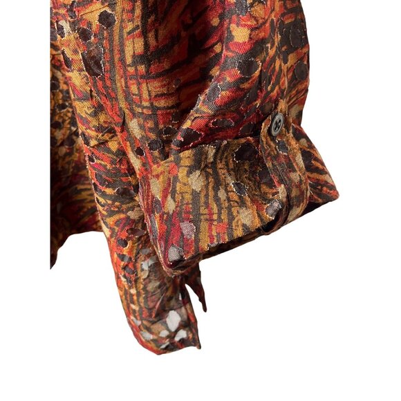 Ruby Rd Women’s Plus Size 22W Sheer Print Button Down Orange Red Blouse - Picture 7 of 10